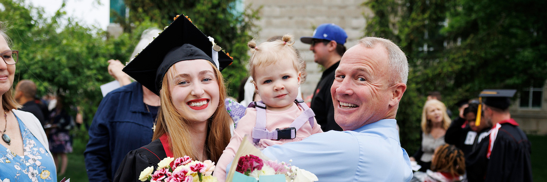 A graduate with her family.